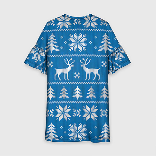 Детское платье Рождественский синий свитер с оленями / 3D-принт – фото 2