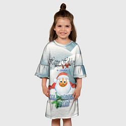 Платье клеш для девочки Новогодний грустный Санта смайл, цвет: 3D-принт — фото 2
