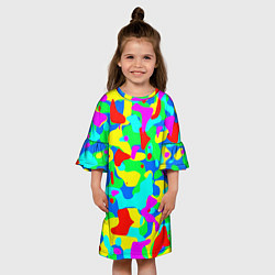 Платье клеш для девочки Форма маляра - кляксы, цвет: 3D-принт — фото 2