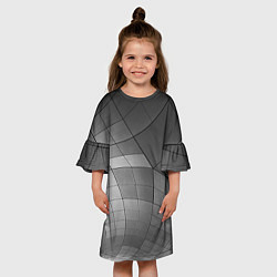 Платье клеш для девочки Металлические серые пластины, цвет: 3D-принт — фото 2