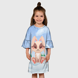 Платье клеш для девочки Милый зайка символ 2023 года, цвет: 3D-принт — фото 2