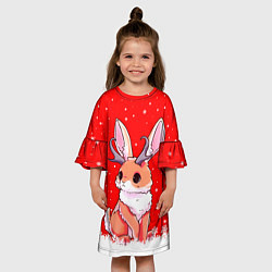 Платье клеш для девочки Кролик олень - кролик с рожками, цвет: 3D-принт — фото 2