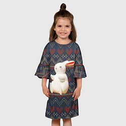 Платье клеш для девочки Большой белый кролик, цвет: 3D-принт — фото 2