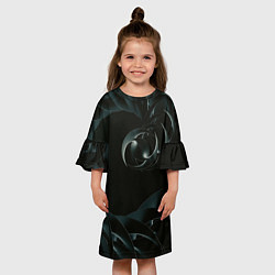 Платье клеш для девочки Изометрическая спираль во тьме, цвет: 3D-принт — фото 2