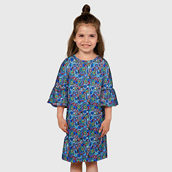 Платье клеш для девочки Паттерн из цветочных узоров, цвет: 3D-принт — фото 2