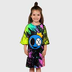 Платье клеш для девочки Rainbow Friends: Blue, цвет: 3D-принт — фото 2