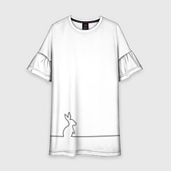 Платье клеш для девочки Кролик минимализм, цвет: 3D-принт