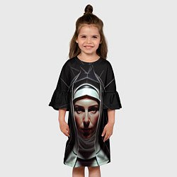 Платье клеш для девочки Нейросеть: монахиня, цвет: 3D-принт — фото 2
