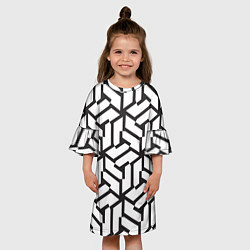 Платье клеш для девочки Чёрно-белый бесконечный лабиринт, цвет: 3D-принт — фото 2