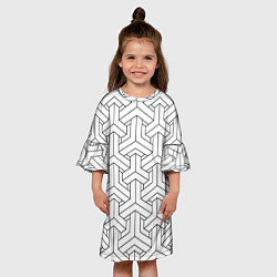 Платье клеш для девочки Мозаичный чёрно-белый паттерн, цвет: 3D-принт — фото 2