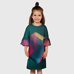 Платье клеш для девочки Абстрактный огромный куб, цвет: 3D-принт — фото 2