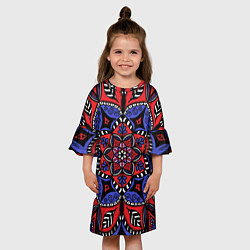Платье клеш для девочки Мандала в цветах триколора, цвет: 3D-принт — фото 2