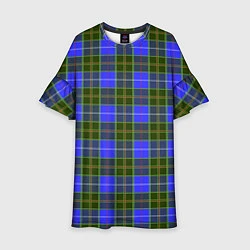 Детское платье Ткань Шотландка сине-зелёная