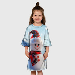 Платье клеш для девочки Снеговичёк, цвет: 3D-принт — фото 2