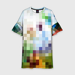 Платье клеш для девочки Пиксельная абстракция, цвет: 3D-принт