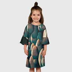 Платье клеш для девочки Множество абстрактных летающих камней, цвет: 3D-принт — фото 2