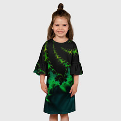 Платье клеш для девочки Фрактал зеленая ёлочка, цвет: 3D-принт — фото 2