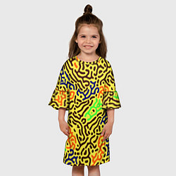 Платье клеш для девочки Абстрактные кислотные полосы, цвет: 3D-принт — фото 2