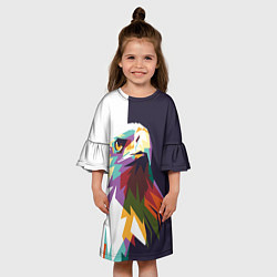Платье клеш для девочки Орел-птица гордая, цвет: 3D-принт — фото 2
