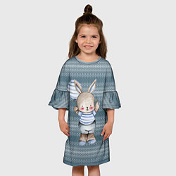 Платье клеш для девочки Зайчонок с шариком, цвет: 3D-принт — фото 2