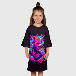 Платье клеш для девочки Jason Statham - pop art, цвет: 3D-принт — фото 2