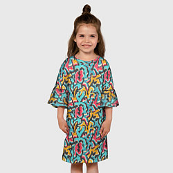 Платье клеш для девочки Граффити абстракт гранж, цвет: 3D-принт — фото 2