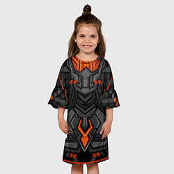 Платье клеш для девочки Красно-черный робот, цвет: 3D-принт — фото 2