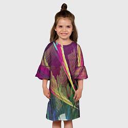 Платье клеш для девочки Неоновые волнообразные линии, цвет: 3D-принт — фото 2
