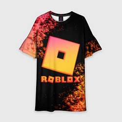 Платье клеш для девочки Roblox logo gradient, цвет: 3D-принт