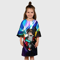 Платье клеш для девочки Minecraft - warrior - sword, цвет: 3D-принт — фото 2