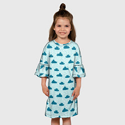 Платье клеш для девочки Облака и дождь, цвет: 3D-принт — фото 2