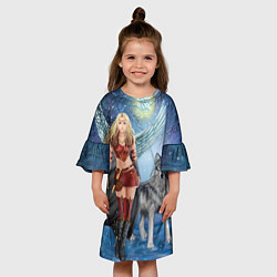 Платье клеш для девочки Фэнтези зимние супергерои, цвет: 3D-принт — фото 2