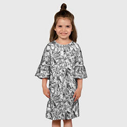 Платье клеш для девочки Текстура мятой алюминиевой фольги, цвет: 3D-принт — фото 2