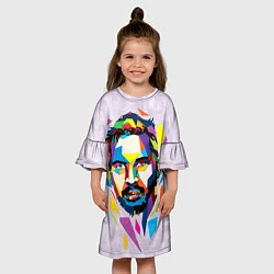 Платье клеш для девочки Портрет Тома Харди в геометрическом стиле, цвет: 3D-принт — фото 2