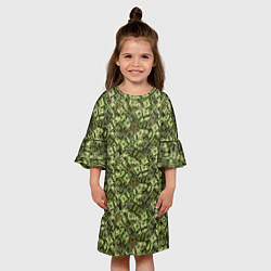 Платье клеш для девочки Милитари деньги бумажные, цвет: 3D-принт — фото 2