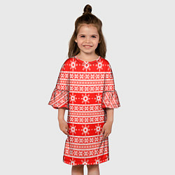 Платье клеш для девочки New Year snowflake pattern, цвет: 3D-принт — фото 2