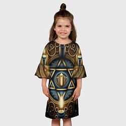 Платье клеш для девочки Ханука праздник огней, цвет: 3D-принт — фото 2