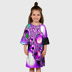 Платье клеш для девочки Фиолетовые пузыри, цвет: 3D-принт — фото 2