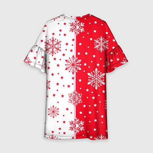 Детское платье Рождественские снежинки на красно-белом фоне / 3D-принт – фото 2