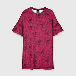 Платье клеш для девочки Узор в виде роз, цвет: 3D-принт