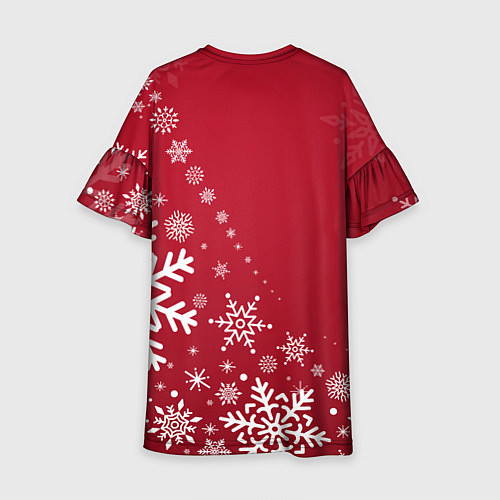 Детское платье Новогодний олень и снежинки / 3D-принт – фото 2