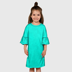 Платье клеш для девочки Яркий бирюзовый текстурированный, цвет: 3D-принт — фото 2