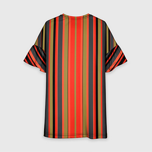 Детское платье Вертикальные полосы в оранжево-коричневых тонах / 3D-принт – фото 2