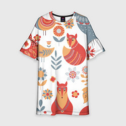 Детское платье Животные, птицы, растения в скандинавском стиле