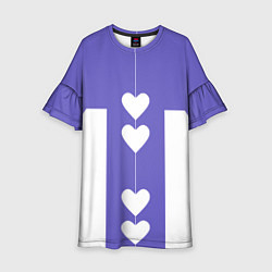 Платье клеш для девочки Белые сердца на фиолетовом, цвет: 3D-принт