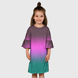 Платье клеш для девочки Бирюзово-малиновый градиент, цвет: 3D-принт — фото 2