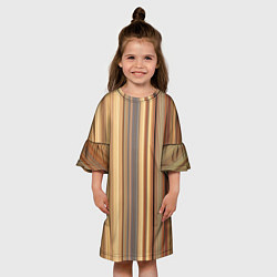 Платье клеш для девочки Золотистые и серые линии в геометрии, цвет: 3D-принт — фото 2