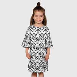 Платье клеш для девочки Черно белый геометрический узор, цвет: 3D-принт — фото 2