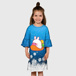 Платье клеш для девочки Зайчонок с телефоном, цвет: 3D-принт — фото 2