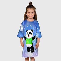 Платье клеш для девочки Панда разводит руками, цвет: 3D-принт — фото 2